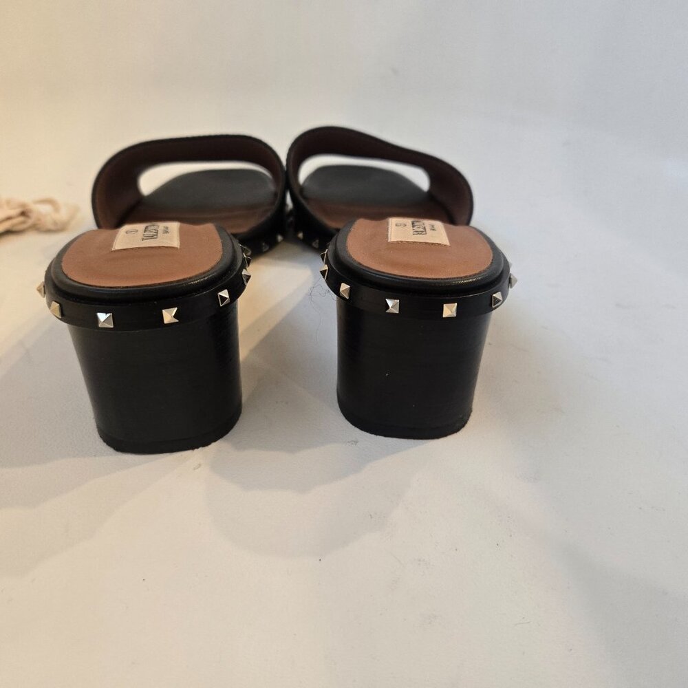 Valentino Gravani Rock Stud Black Slide Sandals 37.5 View 6